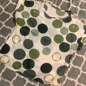 White Blouse with Green Circles